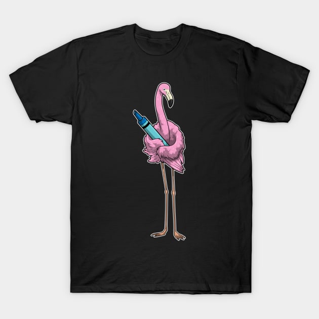 Flamingo Pupil Crayon School T-Shirt by Markus Schnabel